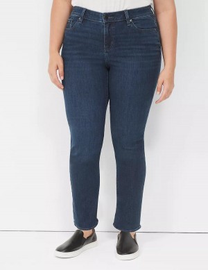 Lane Bryant Signature Fit Straight - Everyday Dark Wash Women Jeans Dark Blue | FQP8958TM