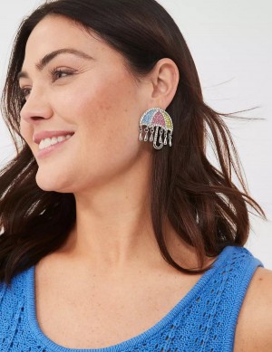 Lane Bryant Spring Whimsy Pave Umbrella Statement Women Earrings Silver | HTC9438BR