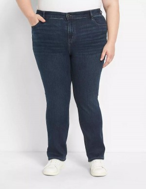 Lane Bryant Straight Fit High-Rise Straight Women Jeans Dark Blue | CDM975YQ