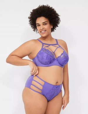 Lane Bryant Strappy High-Neck French Women Balconette Bra Purple | UWY9151ZI