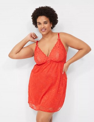 Lane Bryant Stretch Lace Slip Women Dress Deep Red | HOO5895ZP