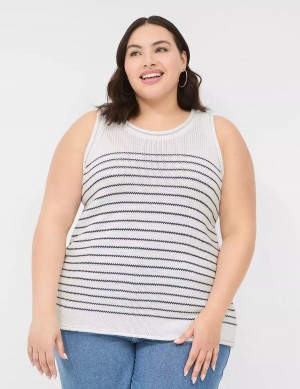 Lane Bryant Striped Women Tank Top White | MDE3721VD