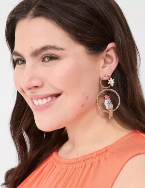 Lane Bryant Summer Whimsy Parrot Statement Women Earrings Gold | IIB8320TO