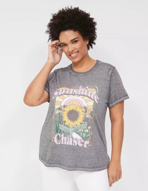 Lane Bryant Sunshine Chaser Graphic Tee Women T Shirts Grey | MLP448XZ