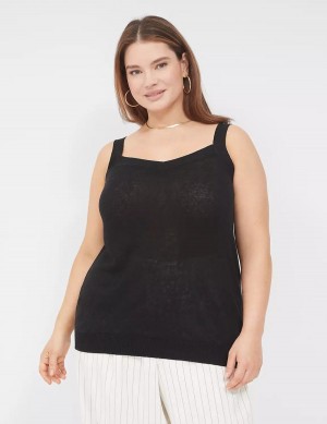 Lane Bryant Sweater Women Tank Top Black | LEY8580WN