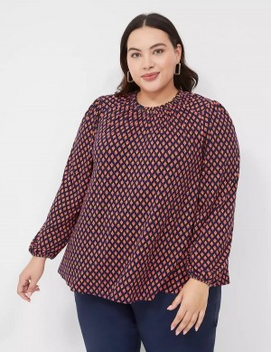 Lane Bryant Swing Crew-Neck Top Women Blouse Coffee | ATX6234JS