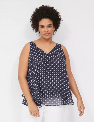 Lane Bryant Swing Double-Layer Chiffon Women Tank Top Purple | OFJ6247ZA