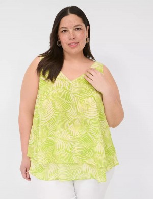 Lane Bryant Swing Double-Layer Chiffon Women Tank Top Light Green | ONB5153QG