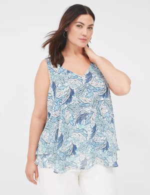 Lane Bryant Swing Double-Layer Chiffon Women Tank Top Blue | WUH4125DY