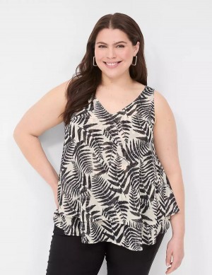 Lane Bryant Swing Double-Layer Chiffon Women Tank Top Black | GQO2821QW