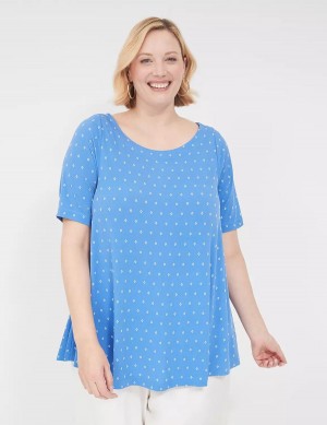 Lane Bryant Swing Matte Jersey Boatneck Top Women T Shirts Blue | FUN48100JG