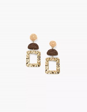 Lane Bryant Textured Drop Women Earrings Gold | IIJ9342JN