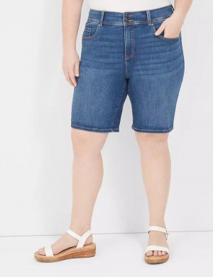 Lane Bryant Tighter Tummy Fit High-Rise Bermuda Jean Women Shorts Blue | XLY9950XO