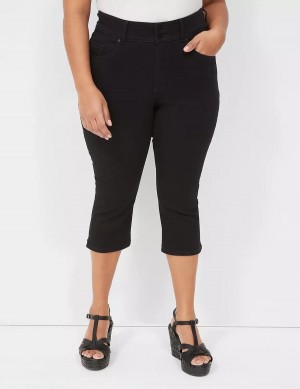 Lane Bryant Tighter Tummy Fit High-Rise Pedal Women Jeans Black | RGQ3548HC