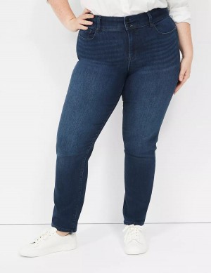 Lane Bryant Tighter Tummy Fit High-Rise Straight Women Jeans Dark Blue | GHG5569II