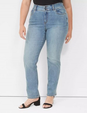 Lane Bryant Tighter Tummy High-Rise Straight Women Jeans Blue | VRX171LO