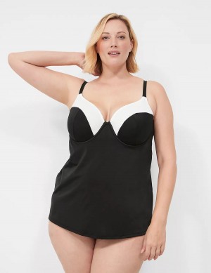 Lane Bryant Underwire Balconette Tankini Women Bikini Top Black | MVH837AD