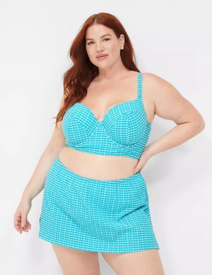 Lane Bryant Underwire Longline Women Bikini Top Blue White | RFK1653VI