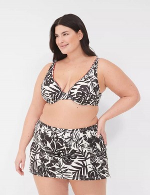 Lane Bryant Underwire Plunge Women Bikini Top White Black | ZRB8166PS