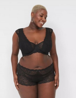 Lane Bryant Unlined Layered Cap-Sleeve Women Balconette Bra Black | TRP4730HT