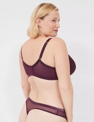 Lane Bryant Velvet-Trim Women Thong Panty Burgundy | JQQ6187ZW