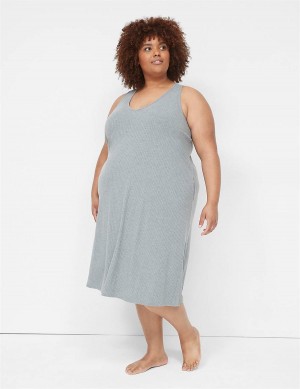 Lane Bryant Wide Rib High-Slit Midi Women Dress Grey | HYC6721UB