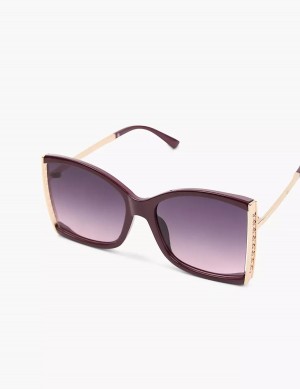 Lane Bryant Wine With Goldtone Hinge Square Women Sunglasses Burgundy | PNN2620GY