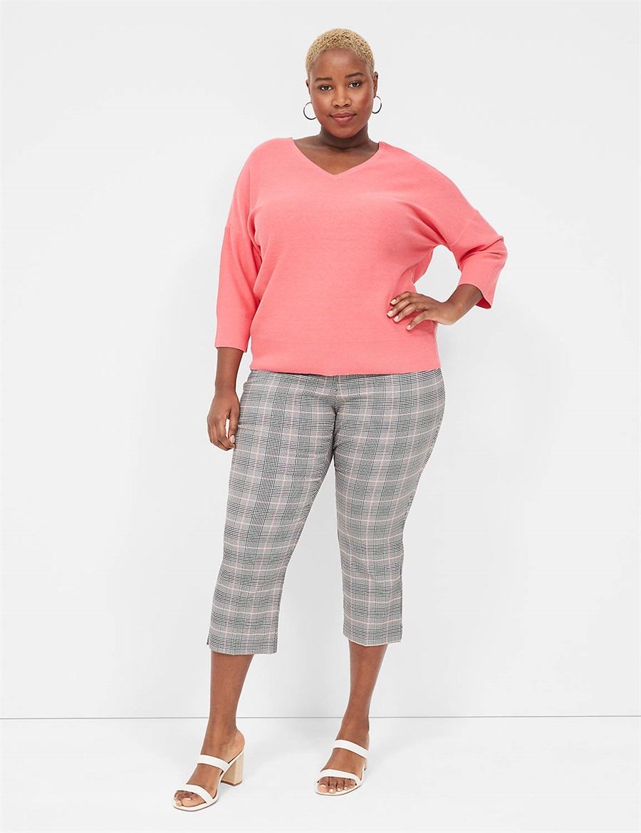 Lane Bryant 3/4-Sleeve V-Neck Women Sweaters Coral | PVK5680ST