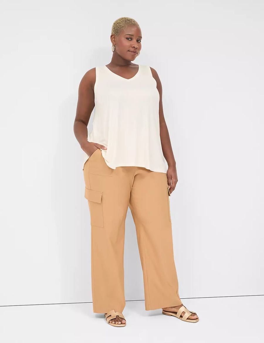 Lane Bryant 4-Season Pull-On Straight Cargo Women Pants Brown | NPI4961ES