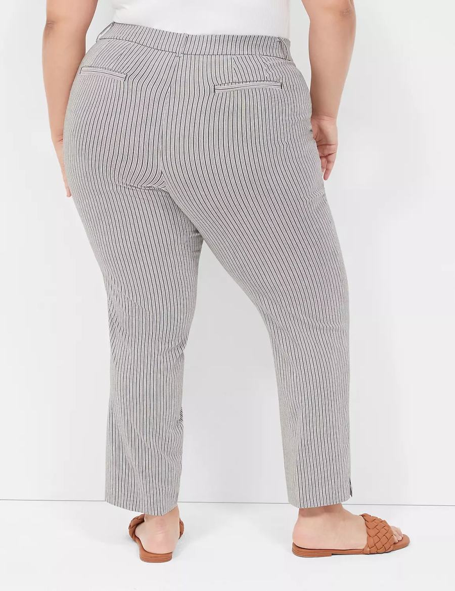 Lane Bryant 4-Season Slim Ankle Women Pants Black Stripes | EOL9285VU