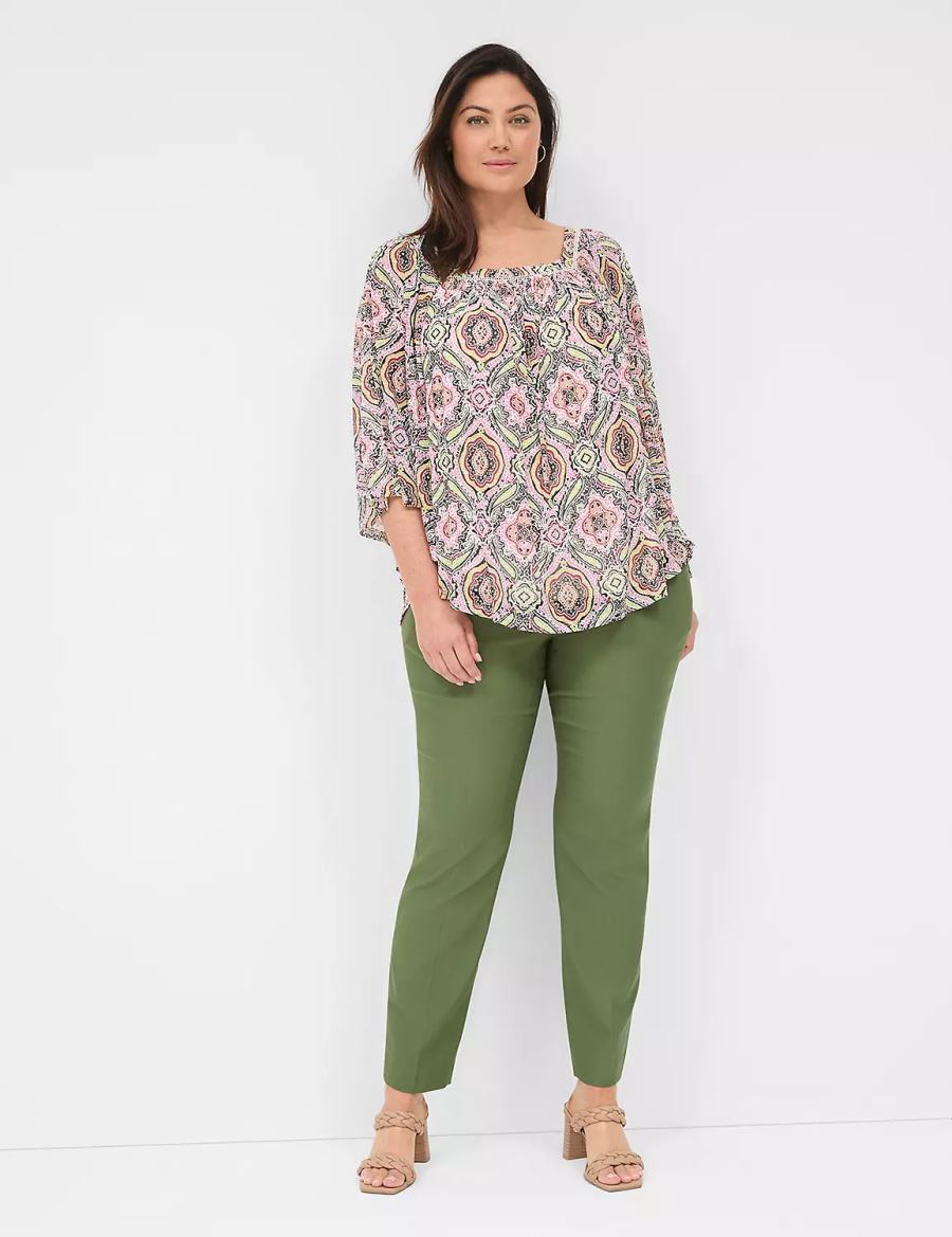 Lane Bryant 4-Season Slim Ankle Women Pants Brown Green | SQC343NY