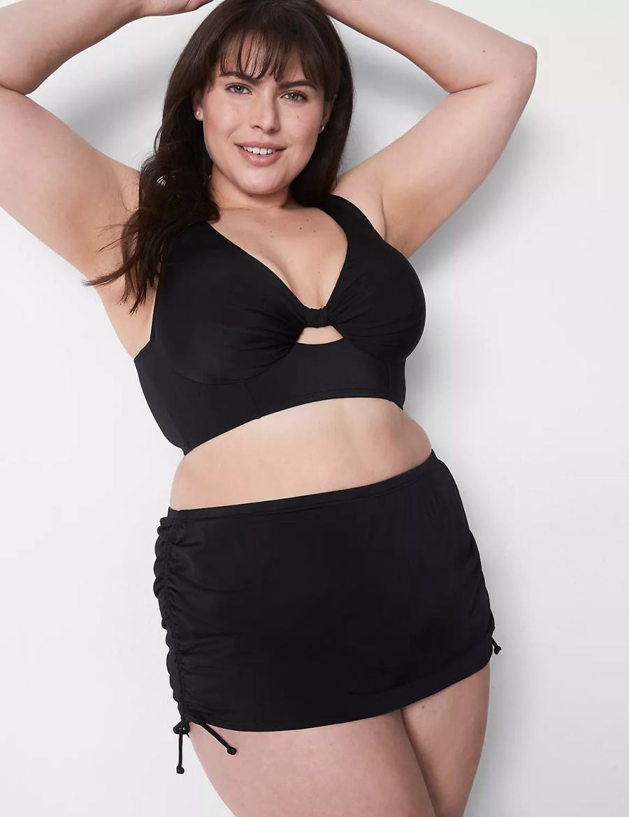 Lane Bryant Adjustable Swim Women Skirts Black | KOD9736EI