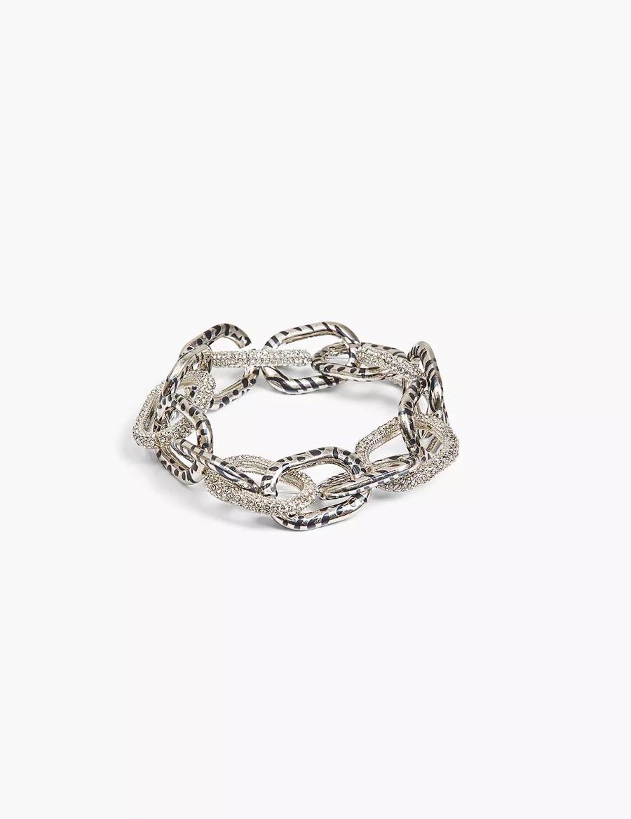 Lane Bryant Animal Print-Link Stretch Women Bracelets Silver | PNK2849NB