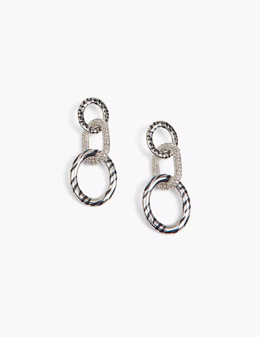 Lane Bryant Animal Print-Link Women Earrings Silver | RPY1313QM