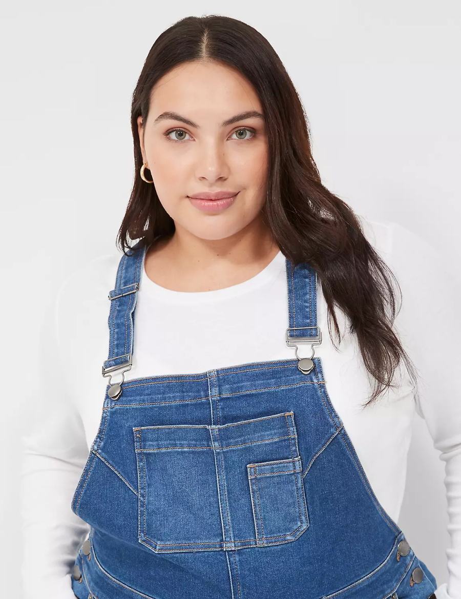 Lane Bryant Authentic Straight Leg Denim Women Overall Blue | KOX467AK