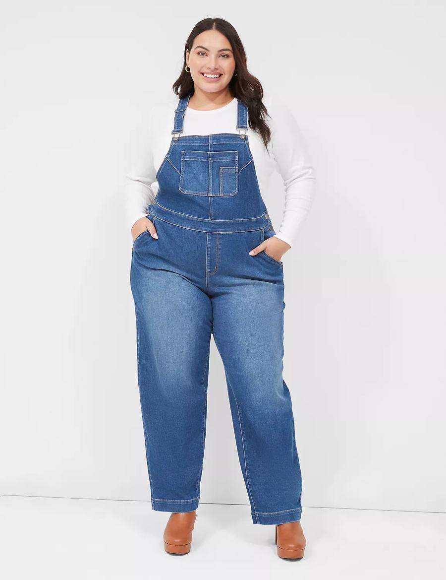 Lane Bryant Authentic Straight Leg Denim Women Overall Blue | KOX467AK