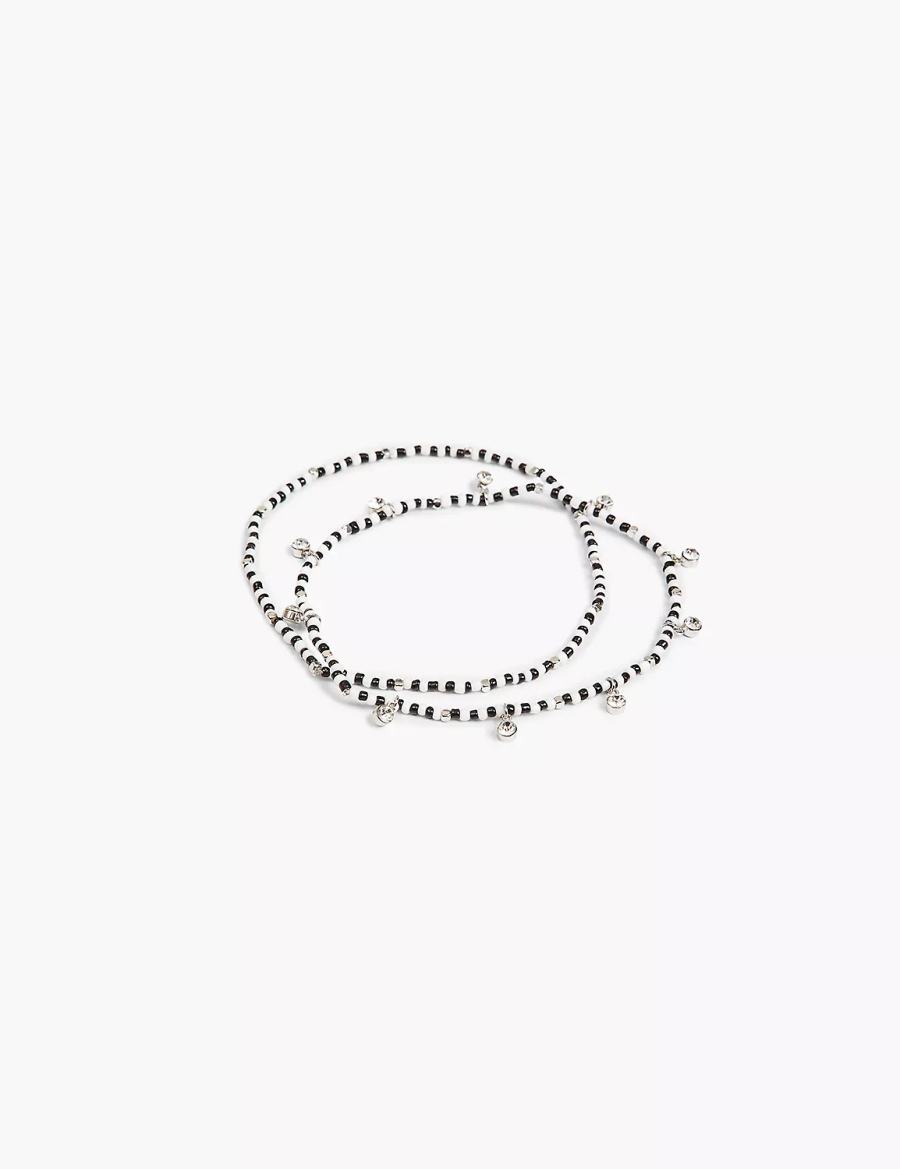 Lane Bryant Beaded Stretch Women Anklet Silver | BTR1878ZZ