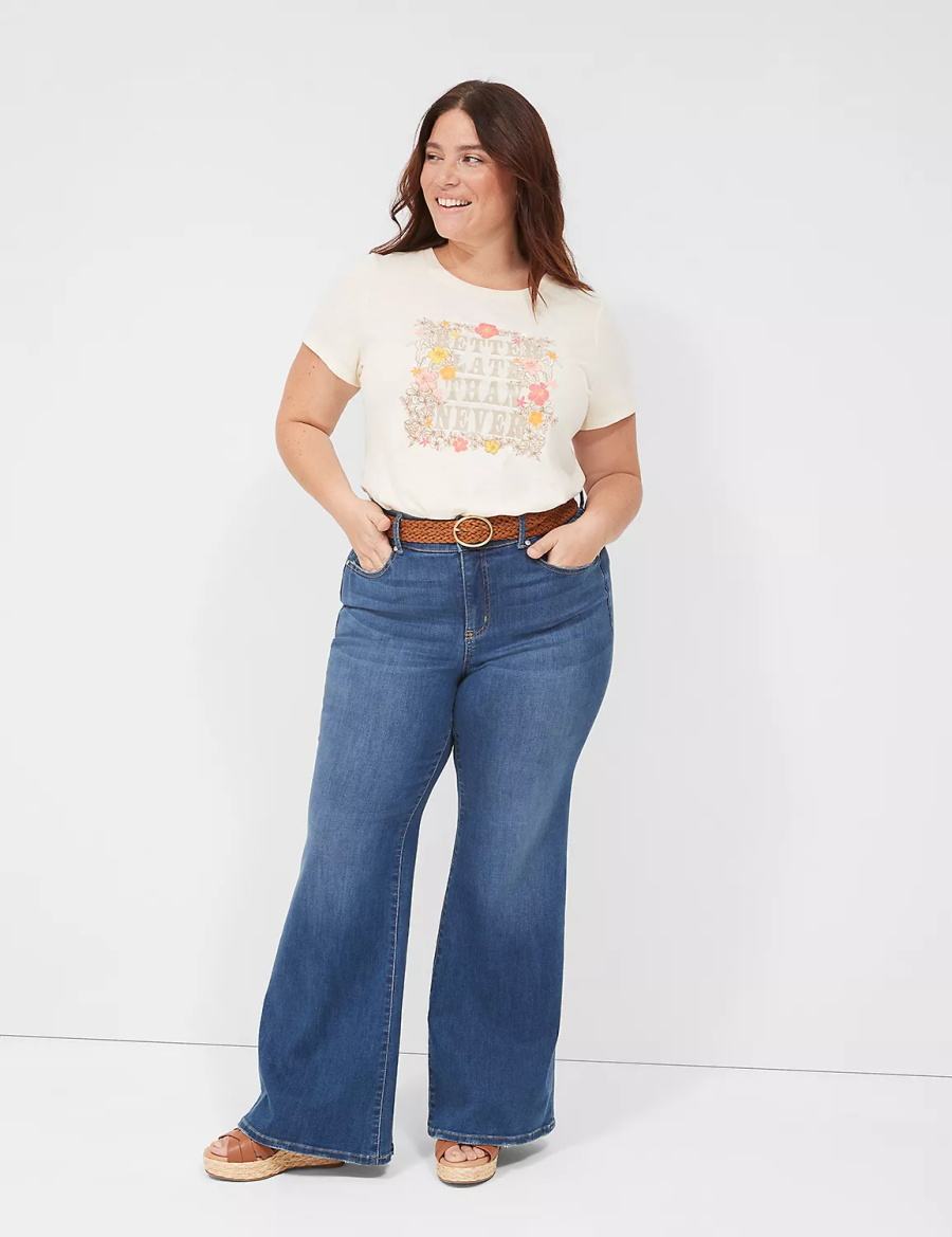 Lane Bryant Better Late Than Never Graphic Tee Women T Shirts White | TNF9141LG