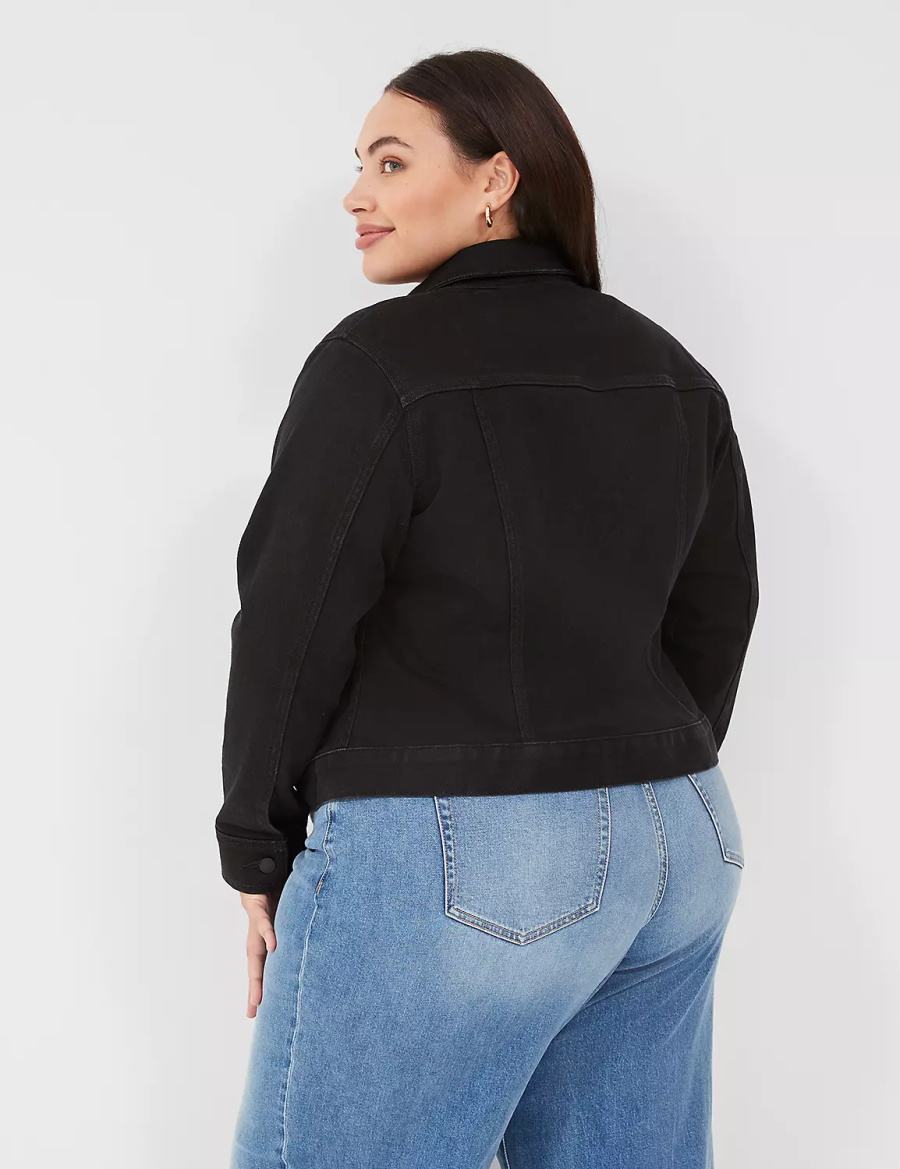 Lane Bryant Black Denim Women Jackets Black | HZA6275SU