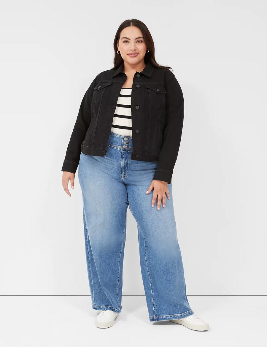 Lane Bryant Black Denim Women Jackets Black | HZA6275SU