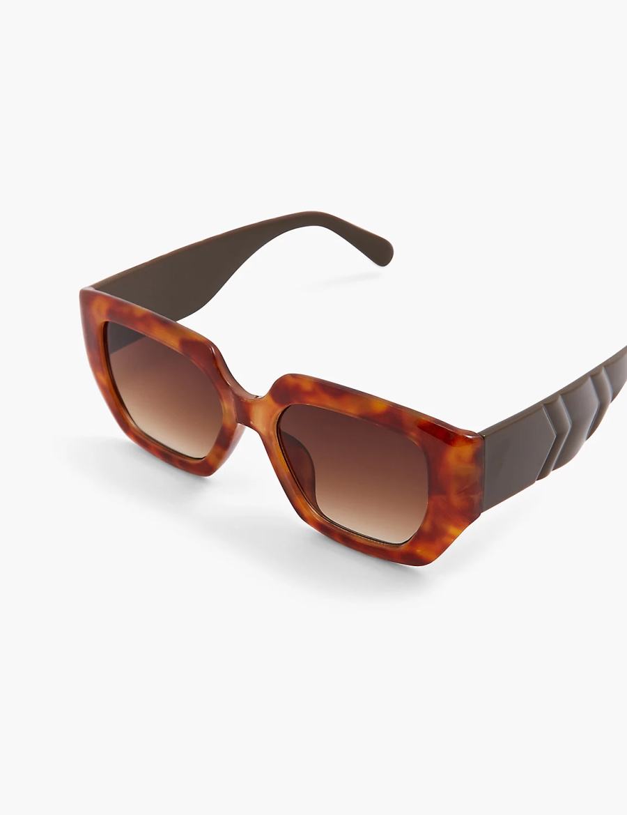 Lane Bryant Blonde Tortoiseshell Print Square Women Sunglasses Brown | YRW5241BS