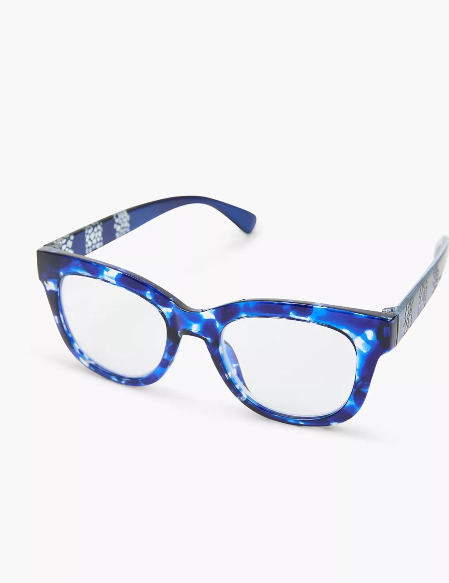 Lane Bryant Blue Animal Print Cateye Reading Women Glasses Blue | HSI9342XH