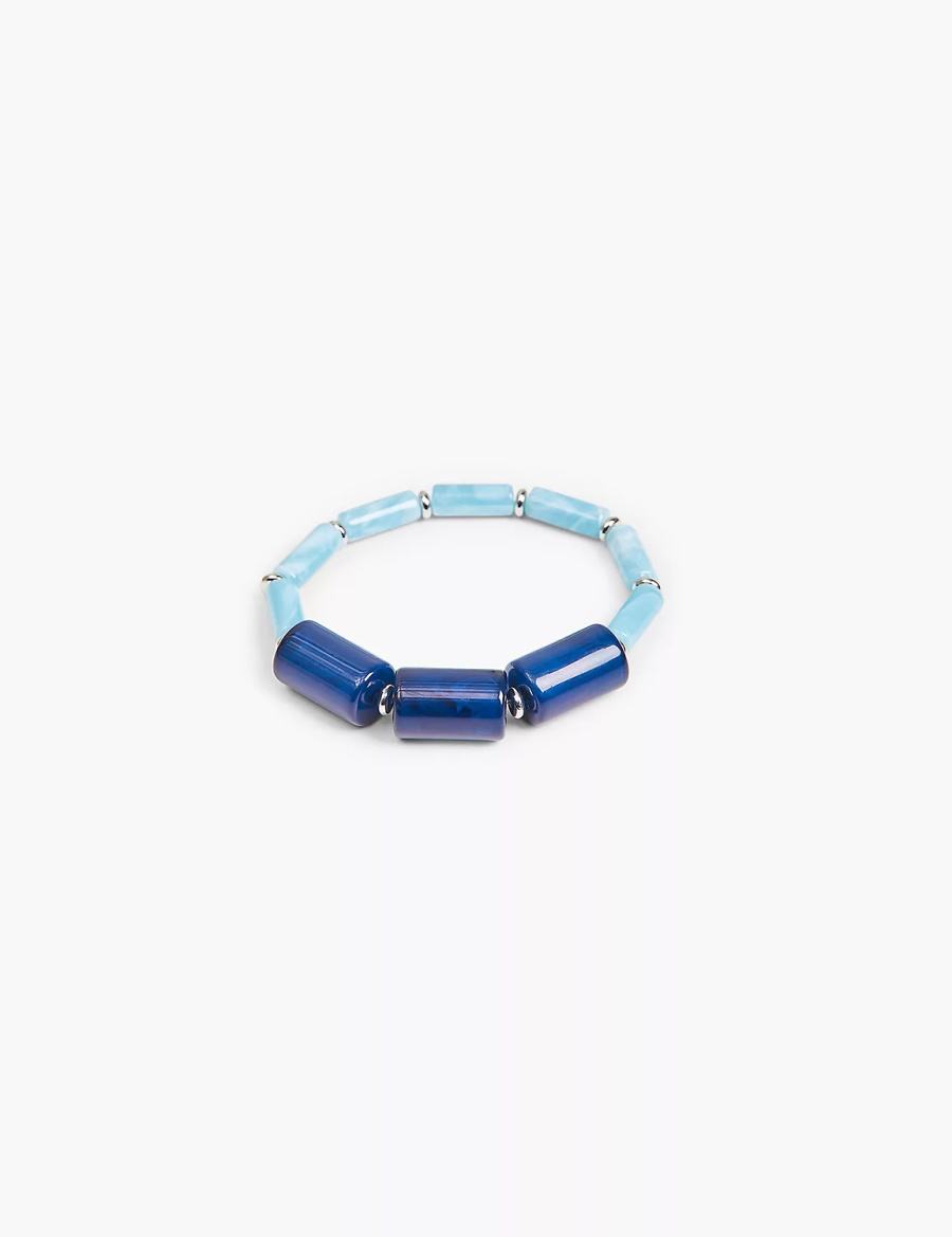 Lane Bryant Blue Beaded Stretch Women Bracelets Silver | FOS3158KP