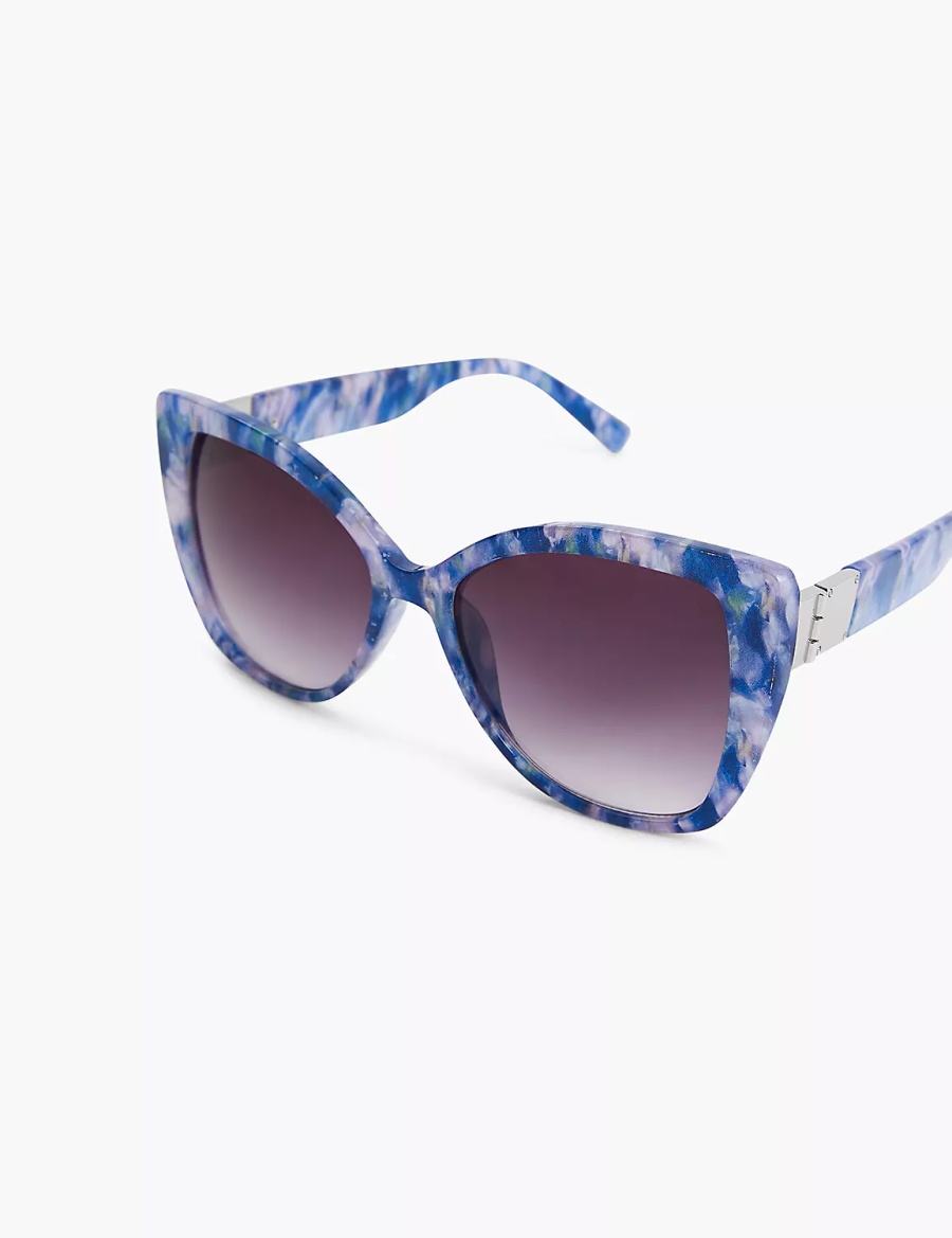 Lane Bryant Blue Marble Cateye Women Sunglasses Blue Multicolor | TXA5645AH