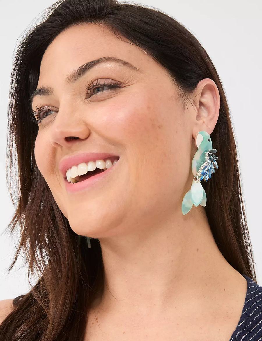 Lane Bryant Blue Parrot Statement Women Earrings Silver | LOW6922ZM