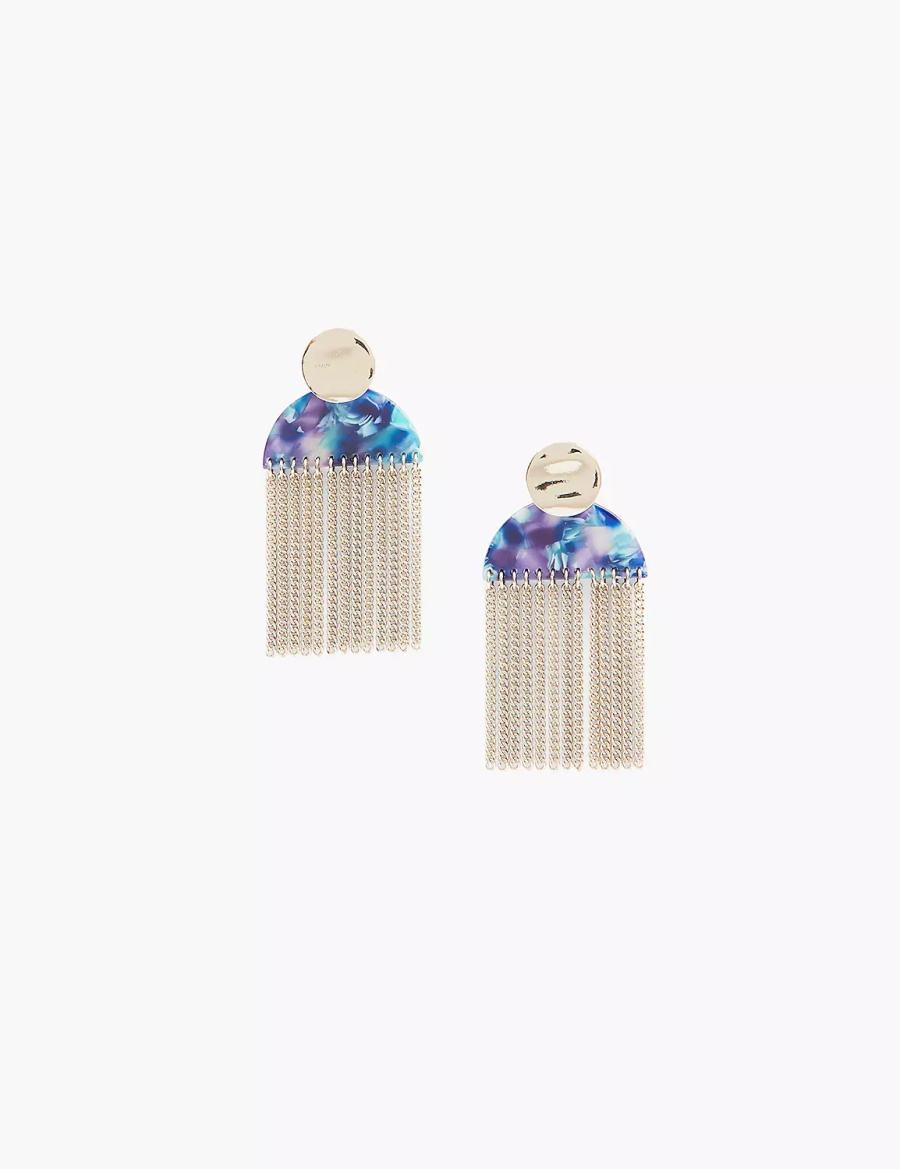 Lane Bryant Blue Tassel Drop Women Earrings Silver | DRJ2799VV