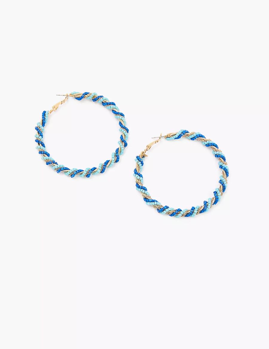 Lane Bryant Blue Twisted Women Hoop Earrings Gold | ZON5039HG