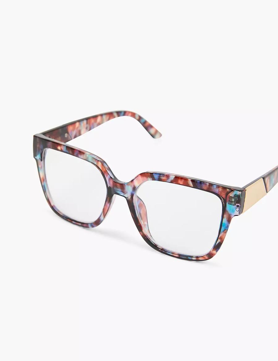 Lane Bryant Blue & Purple Tortoiseshell Print Cateye Reading Women Glasses Blue | NGW4431CW