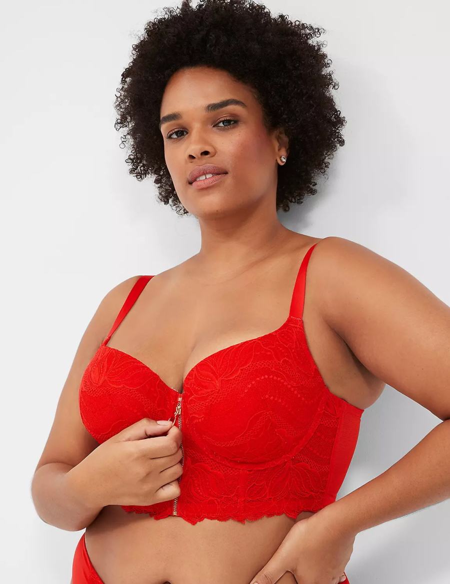 Lane Bryant Boost Longline Women Balconette Bra Red | KYX7544LA