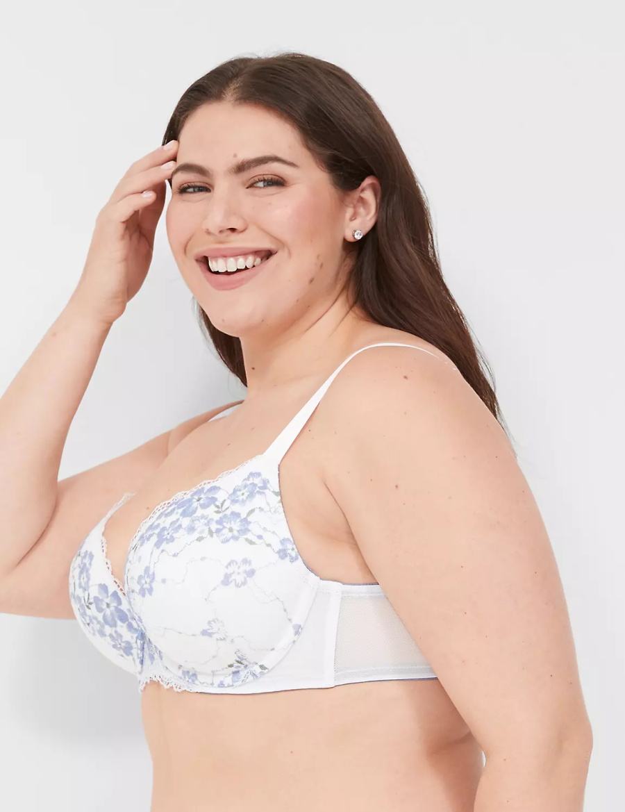 Lane Bryant Boost Plunge With Lace Women Bralettes White | SPN591IF